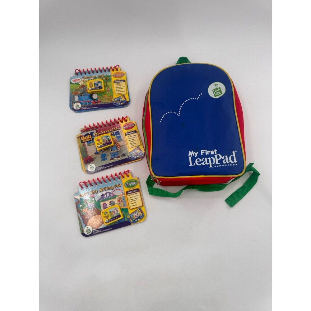 My First Leap Pad Books and Matching Cartridges Set of 3 and BackPack Thomas Bob